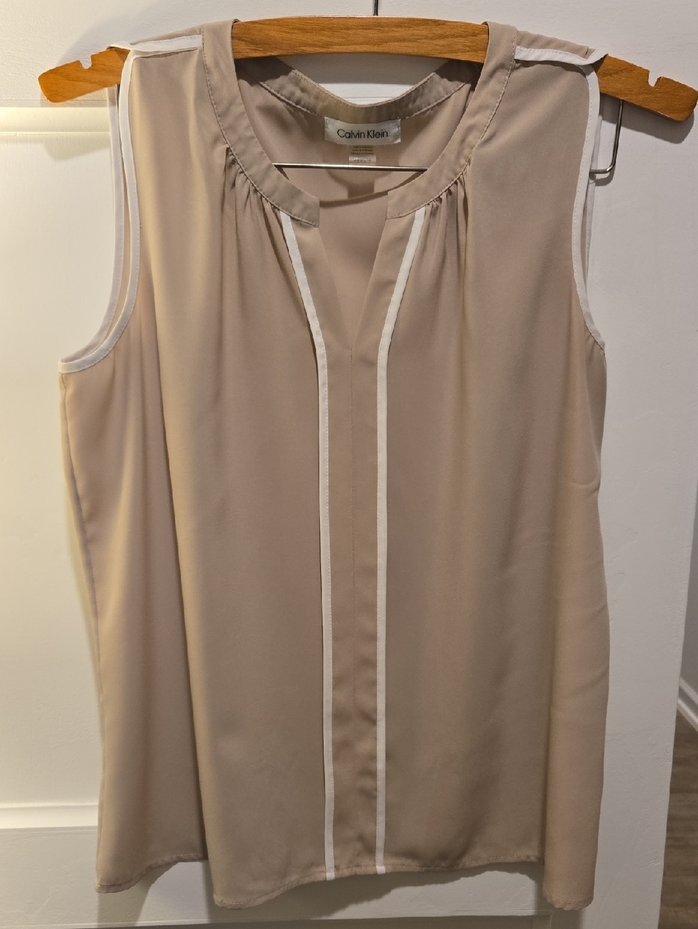 Calvin Klein Tan Sleeveless Blouse